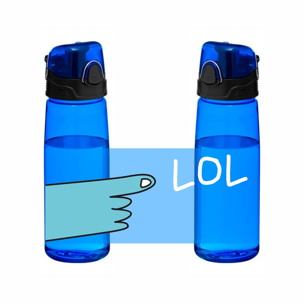 Бутылка для воды "LOL", 800 мл, прозрачный синий