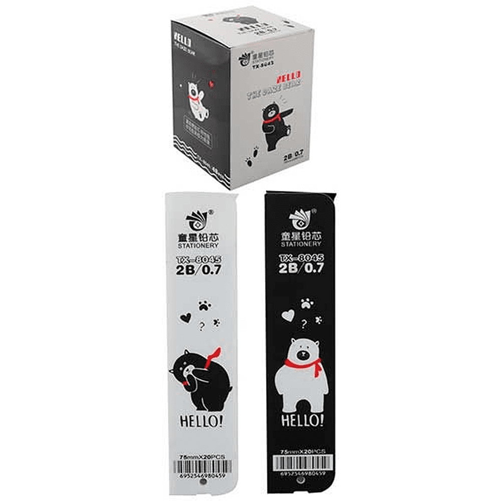 Грифель "Bear", 0.7 мм, 2B, 20 штук, ассорти - 2