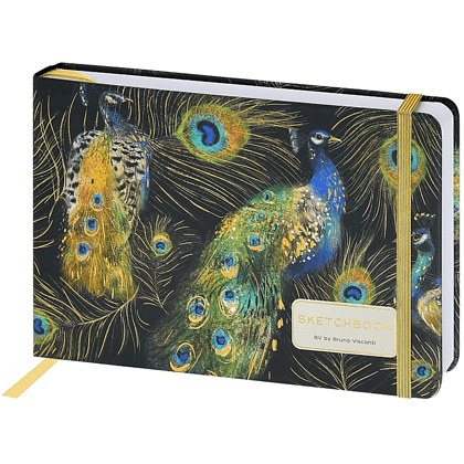 Скетчбук "Fauna. Павлины", 14.6х21.3 см, 180 г/м2, 96 листов, разноцветный