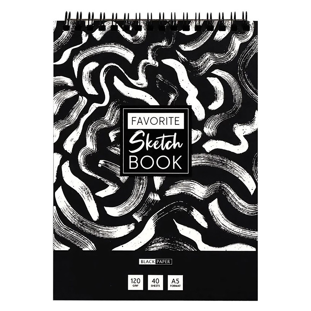 Скетчбук "Black line. Strokes", 14.5x20 см, 120 г/м2, 40 листов, разноцветный