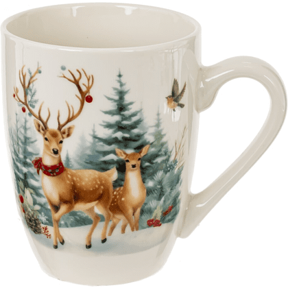 Кружка фарфоровая "Олени", 320 мл, разноцветный