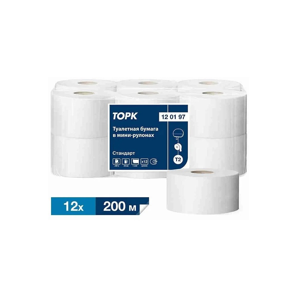 Бумага туалетная Tellus Стандарт, Т2, в мини рулоне, 200 м, 1 слой - 8 Бумага туалетная Tellus Стандарт, Т2, в мини рулоне, 200 м, 1 слой - 8