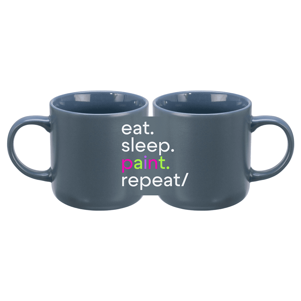 Кружка "Eat. Sleep. Paint. Repeat", фарфор костяной, 410 мл, матовый, антрацит