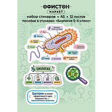 Стикерпак NALEPKING "Биология 5-6 класс", А6, 12 листов, 48 шт