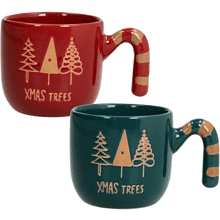 Кружка керамическая "Xmas trees", 130 мл, 2 шт, ассорти