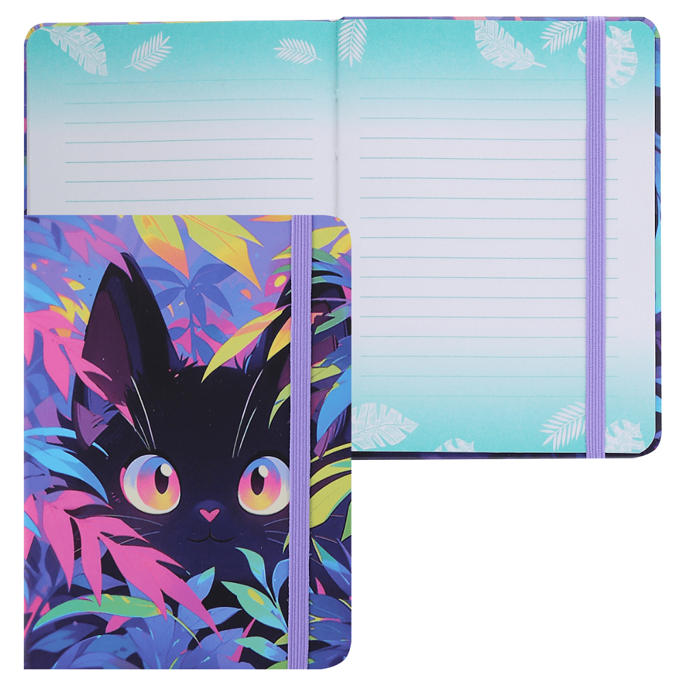 Книга записная "Tropical cat", А6, 64 листа, в линейку, разноцветный