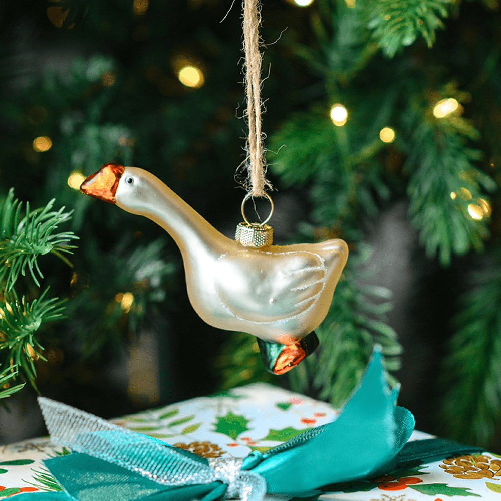 Украшение елочное "Гусь", 8 см, стекло, белый - 2