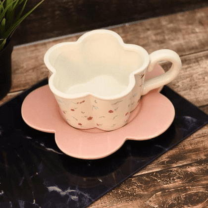 Чашка с блюдцем "Cozy dishes", керамическая, 430 мл., белый, розовый - 3