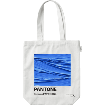 Сумка для покупок "Pantone cerulean", хлопок, белый