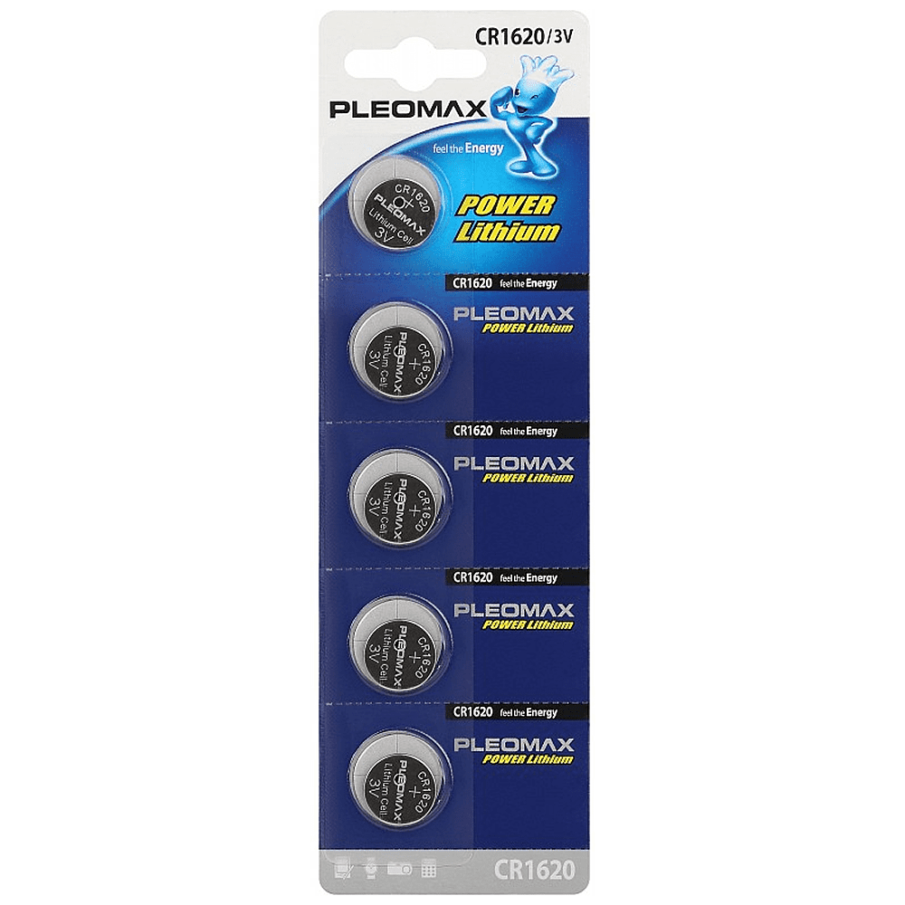 Батарейки литиевые Samsung PLEOMAX CR1620, 3V, 5 шт