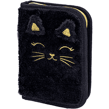 Пенал-книжка "Fluffy Kitty Black", 1 отделение, с наполнением
