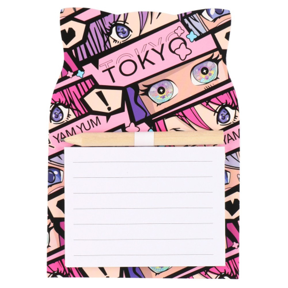 Бумага для заметок "Аниме глаза", 40 листов, на магните, с карандашом, розовый