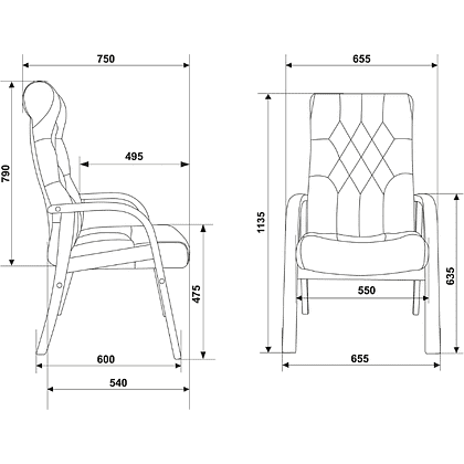 Кресло Бюрократ T-9928WALNUT-CF, натуральная кожа, черный, каркас дерево - 11