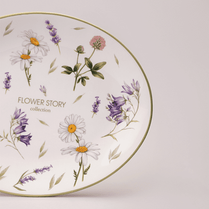 Блюдо керамическое "Flower story", 31.5х25.5 см, белый - 3