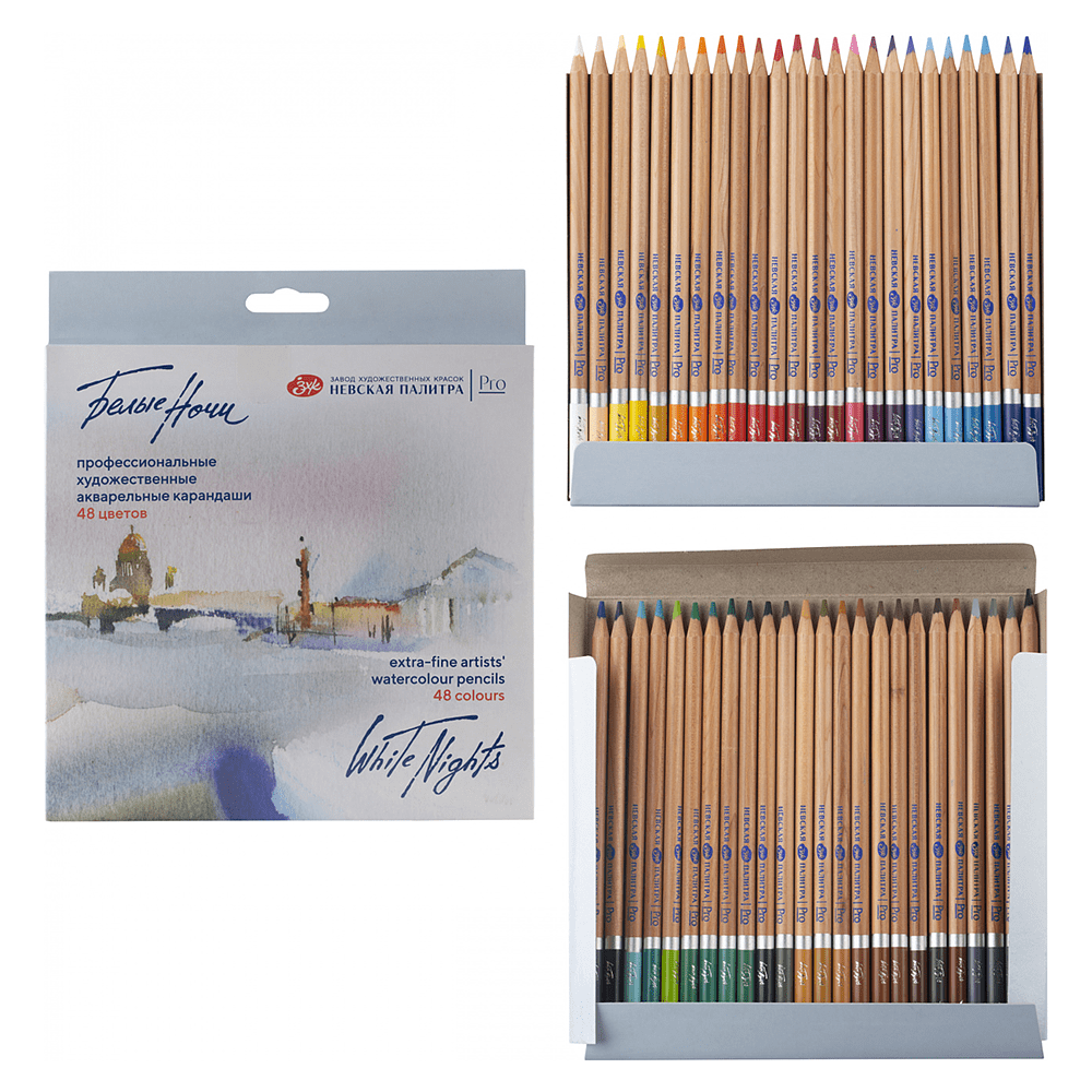 Карандаш акварельный "Белые ночи", набор 48 цветов, картонная коробка