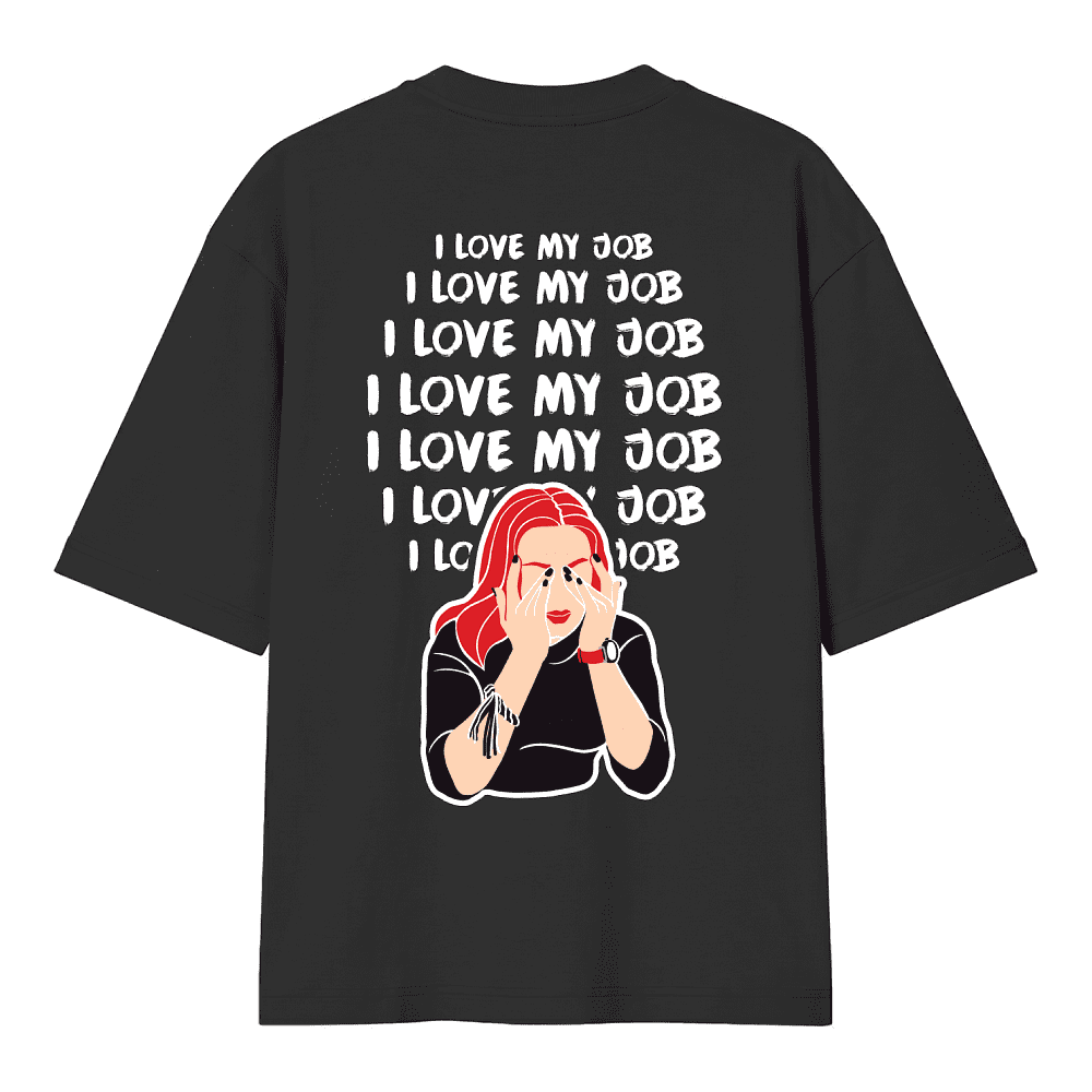 Футболка унисекс оверсайз "I love my job", XS-S, хлопок, черный - 2