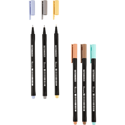 Ручка капиллярная "Sketchmarker Artist fine pen Pastel", 6 шт - 12