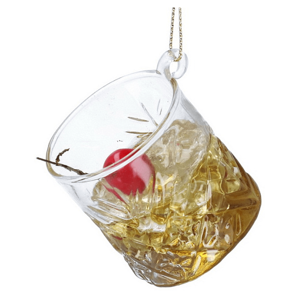 Украшение елочное "Стакан виски сауэр", 6 см, стекло, разноцветный