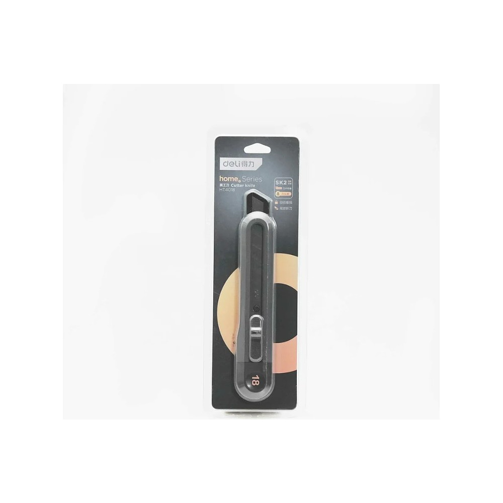 Нож строительный Deli HS EHT4018, 18 мм, Soft Touch, черный - 11