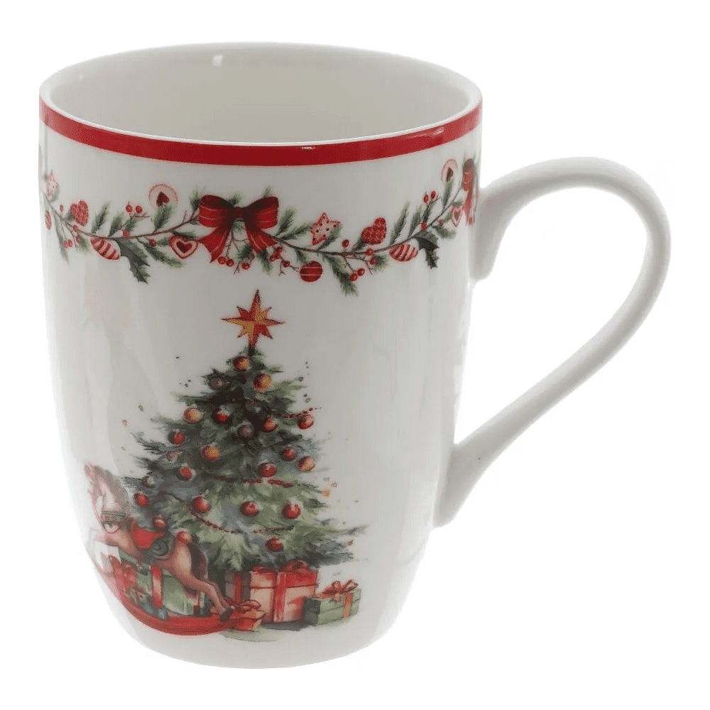 Кружка фарфоровая "Елка", 350 мл. , разноцветный