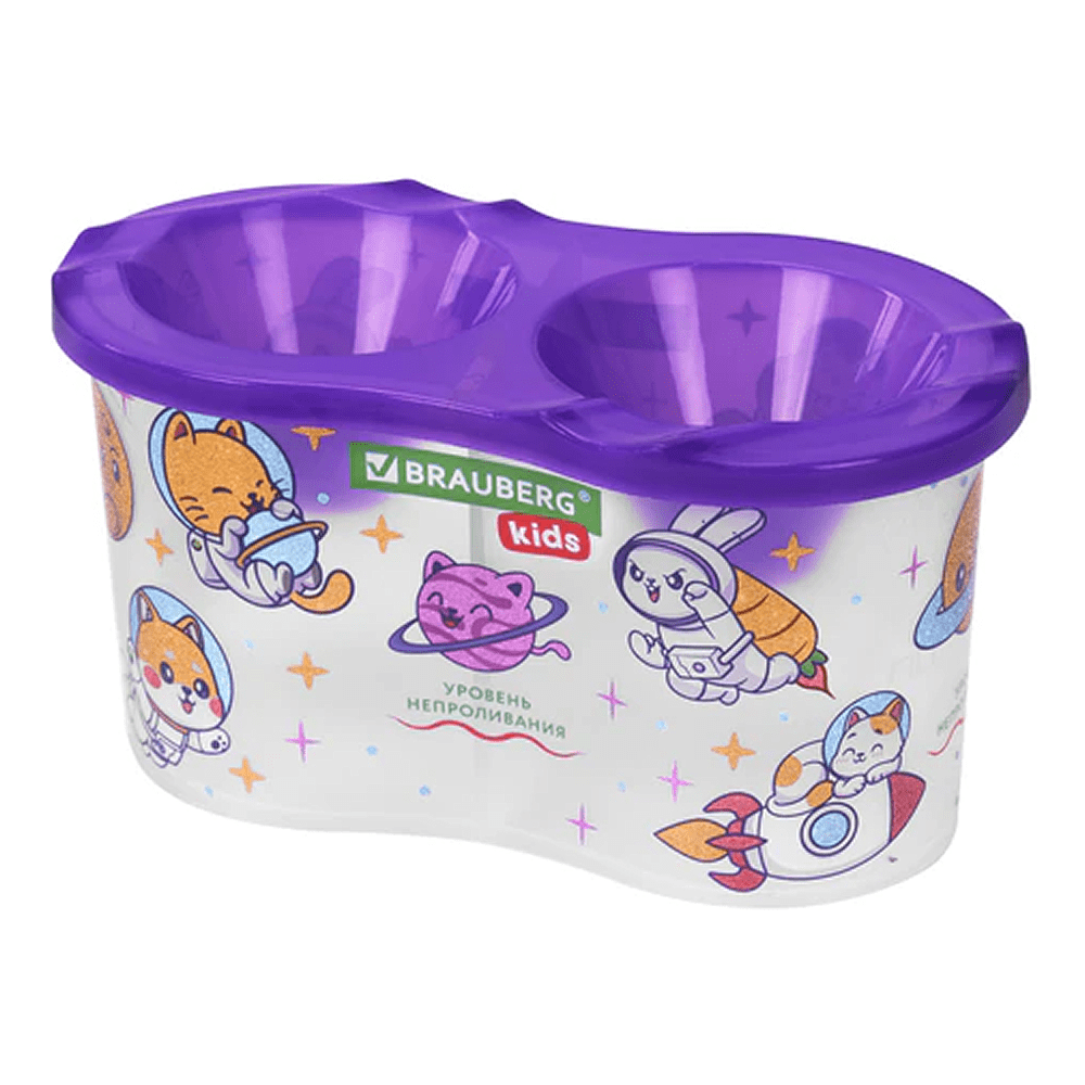 Стакан - непроливайка "Brauberg Kids", двойной, ассорти - 3