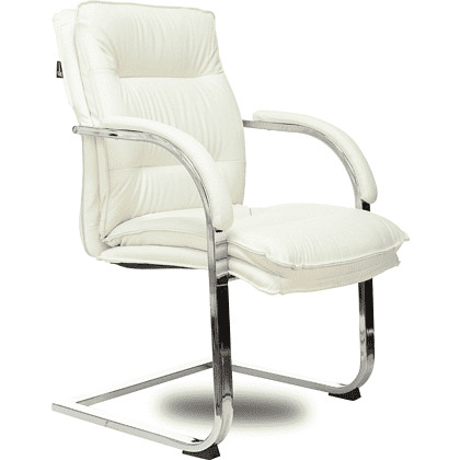 Кресло на полозьях "Бюрократ T-9927SL-LOW-V", натуральная кожа, слоновая кость, металл хром