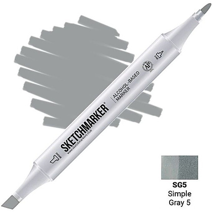 Маркер перманентный двусторонний "Sketchmarker", SG5 серый простой №5