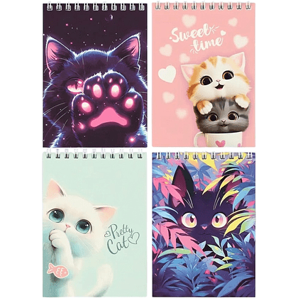 Блокнот "Котики", А6, 97x141 мм, 40 листов, в клетку, ассорти