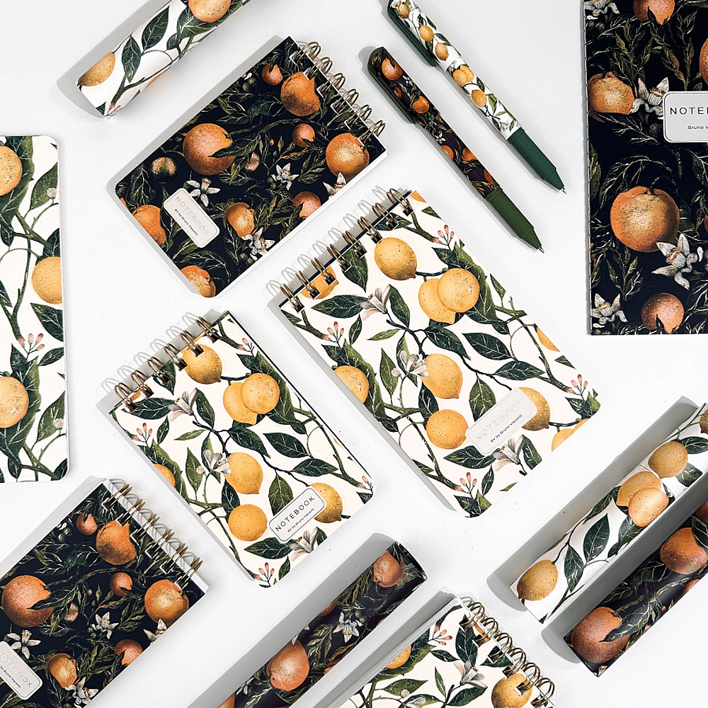 Блокнот "Flora. Paradise. Oranges", В6, 100 листов, линейка, спираль сверху, зеленый, оранжевый - 5