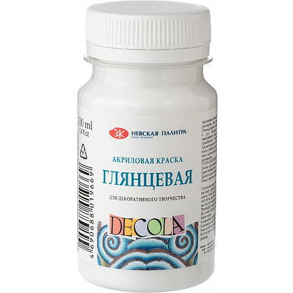 Краска акриловая глянцевая "Декола", 104 белая, 100 мл. банка Краска акриловая глянцевая "Декола", 104 белая, 100 мл. банка