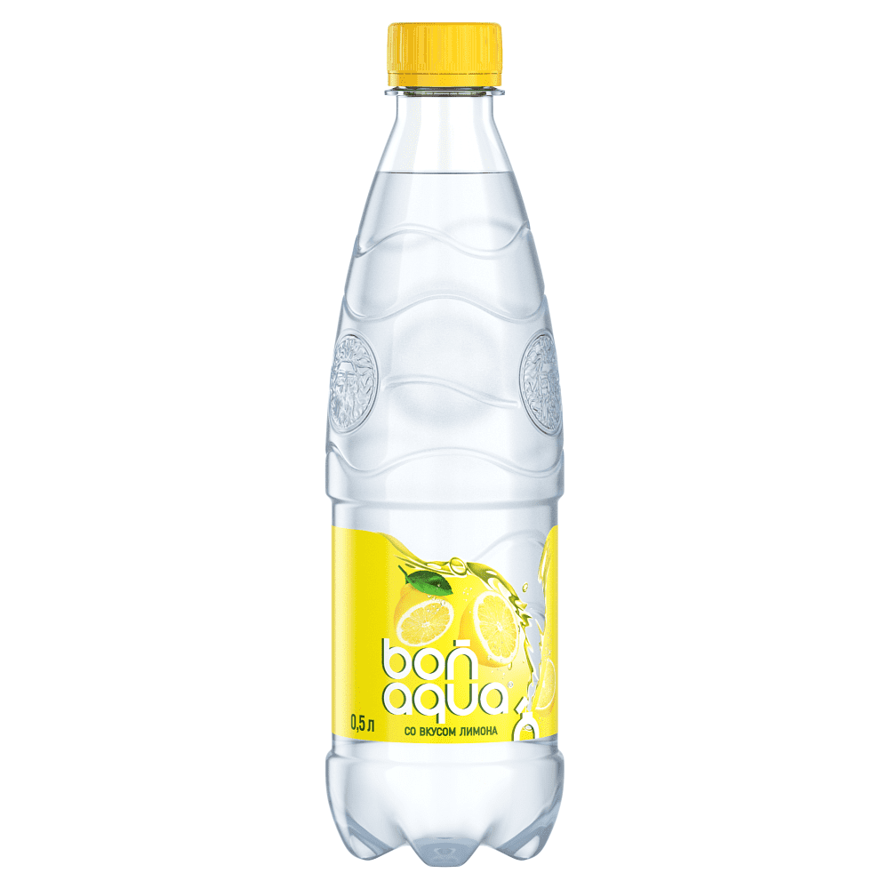 Вода питьевая "Bonaqua", газированная, вкус лимона, 0.5 л