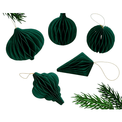 Игрушка бумажная елочная "10888061", 5 шт, зеленый
