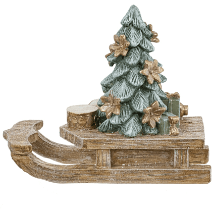 Фигурка "Елочка на санках", 10х11 см, разноцветный - 3