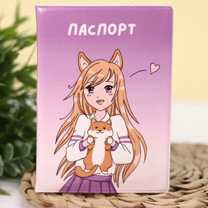 Обложка д/паспорта "Love corgi girl" ПВХ., розовый - 3