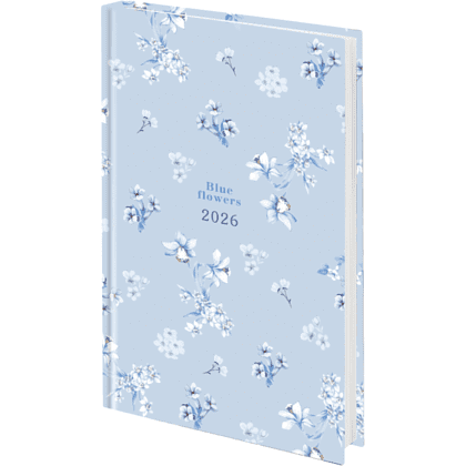 Ежедневник датированный "Blue flowers", А5, 320 страниц, голубой, 2026