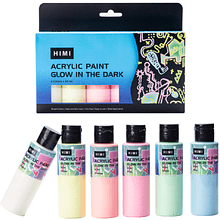 Краски акриловые "Himi", 6 цветов, светящиеся в темноте, флаконы