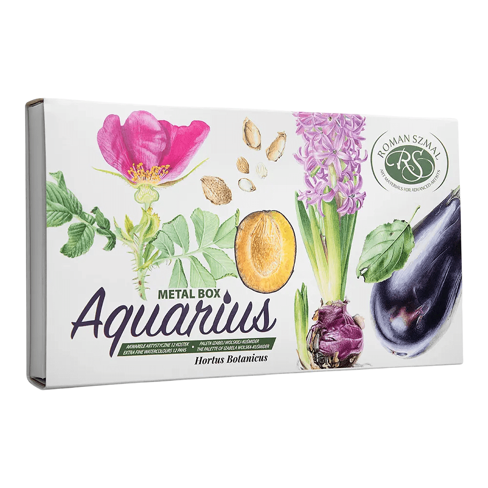 Краски акварельные "Aquarius. Botanical Set by Izabela Wolska-Kuśmider", 12 цветов, кюветы - 3