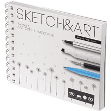 Скетчбук "Sketch&Art", 18х15.5 см, 170 г/м2, 80 листов, на спирали