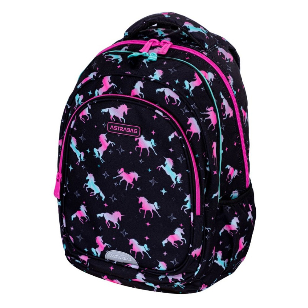 Рюкзак школьный Astra "Unicorn Squad", черный, розовый