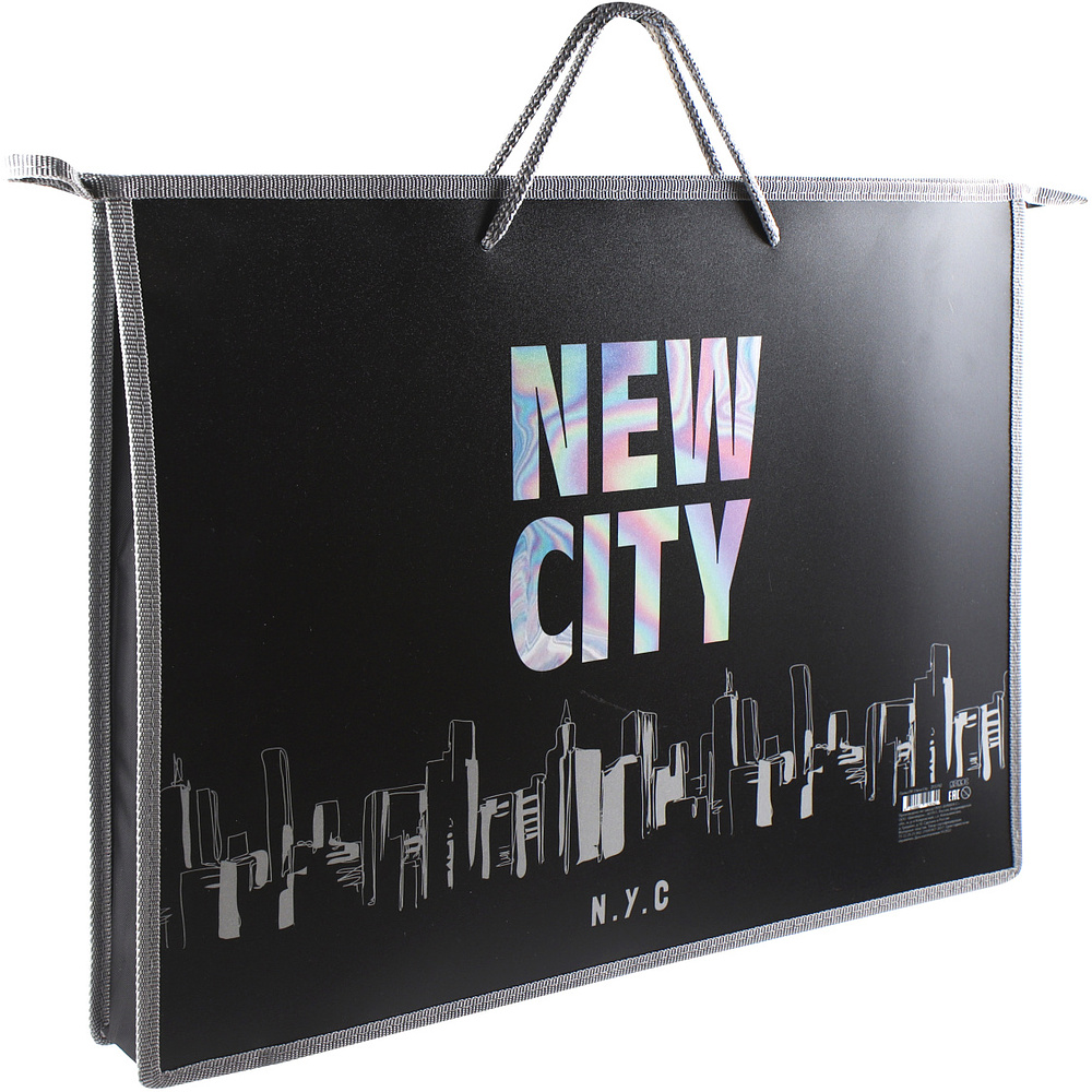 Папка для чертежей и рисунков "New City", А3, молния, черный - 5