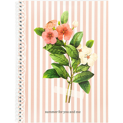 Тетрадь "Flowers", А4, 80 листов, клетка, розовый