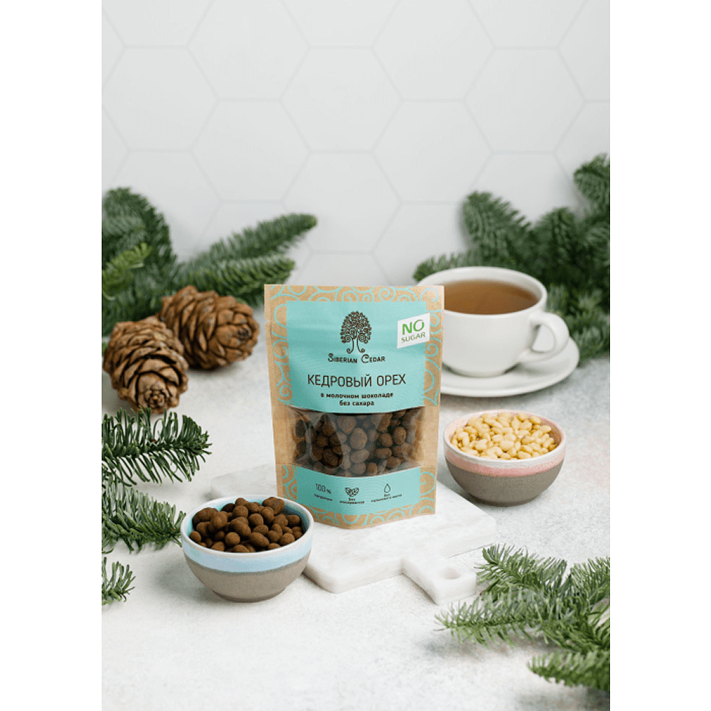 Конфеты "Сибирский кедр", ядро кедрового ореха в молочном шоколаде без сахара, 60 гр. - 4