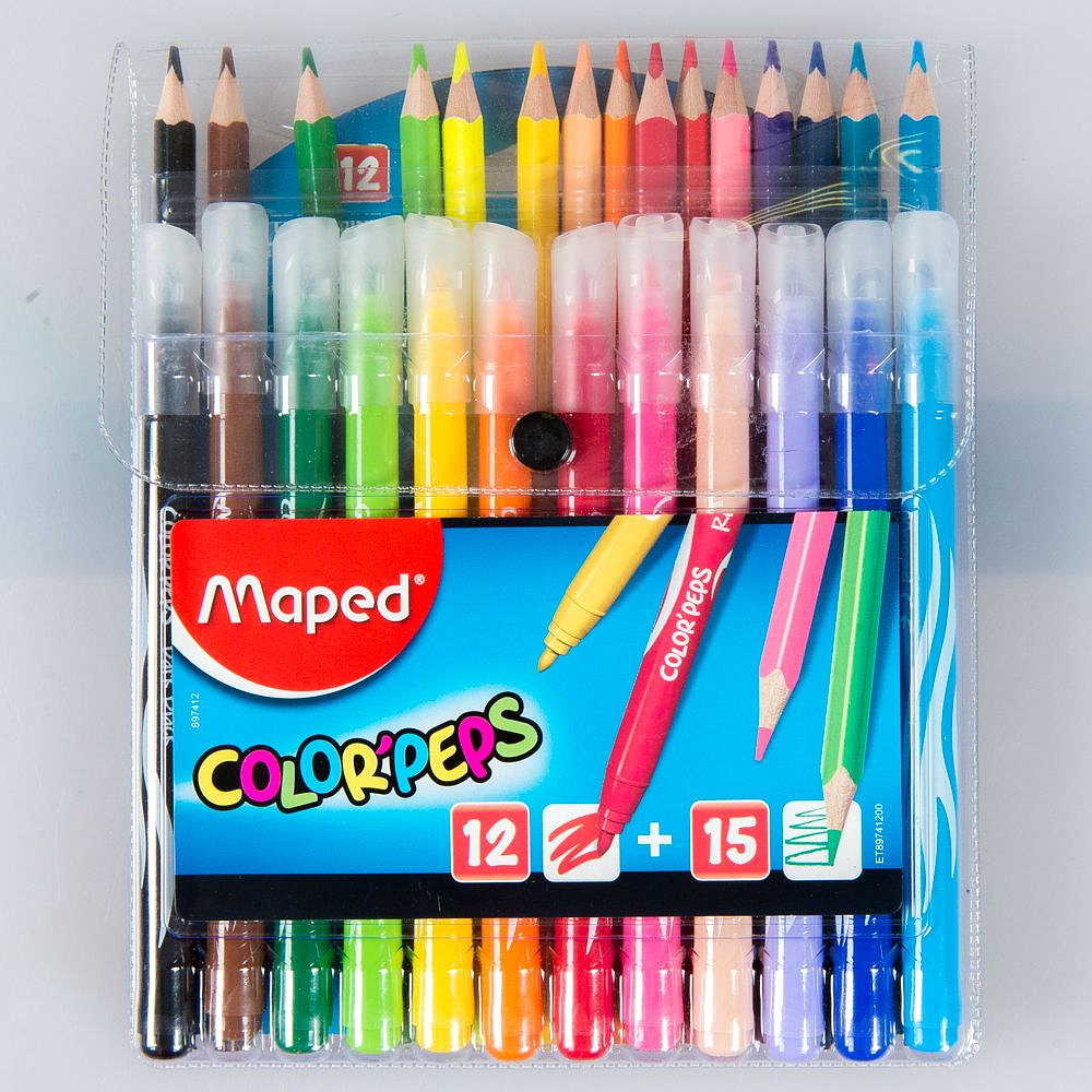 Цветные карандаши 15 цветов + фломастеры Maped "Jungle" 12 цветов, -30% - 2