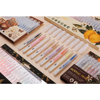 Набор ручек акриловых "Flora. Paradise. Lemons", шариковые, 1 мм., набор 24 шт. - 8