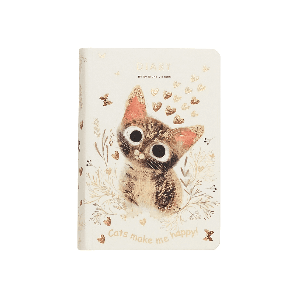 Ежедневник недатированный "Love me. Милый котик", А7, 416 страниц, белый, золотой