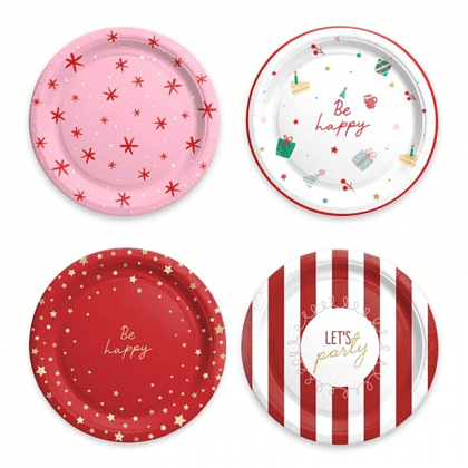 Тарелка бумажная "New Years Joy", 23 см, 6 шт, ассорти