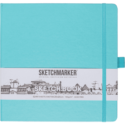Скетчбук "Sketchmarker", 80 листов, 20x20 см, 140 г/м2, аквамарин