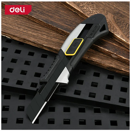 Нож строительный Deli YS EDL4256, 18 мм, корпус из алюминиевого сплава, прорезиненная рукоятка, автоблокировка - 3