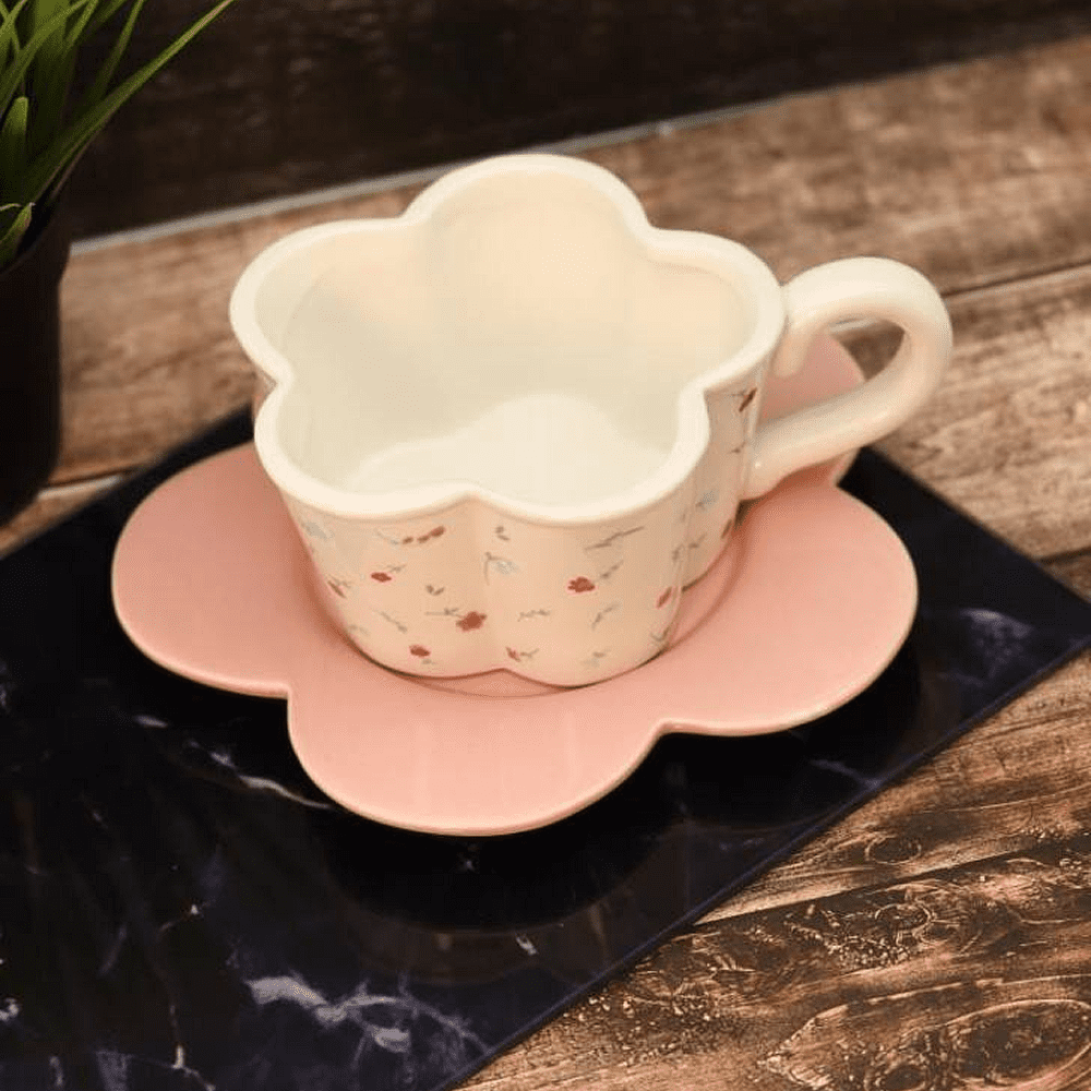 Чашка с блюдцем "Cozy dishes", керамическая, 430 мл., белый, розовый - 3
