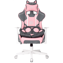 Кресло игровое Бюрократ Knight "Catzy", экокожа, пластик, серый, розовый